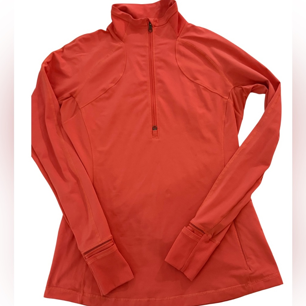 Lululemon Athletica Women's Orange Quarter-Zip Jacket Size 10